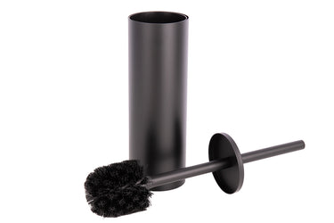 Cofan – Escobillero de Baño Negro Mate | Diseño Redondo | Acero Inoxidable | 9,1 x 9,1 x 39 cm